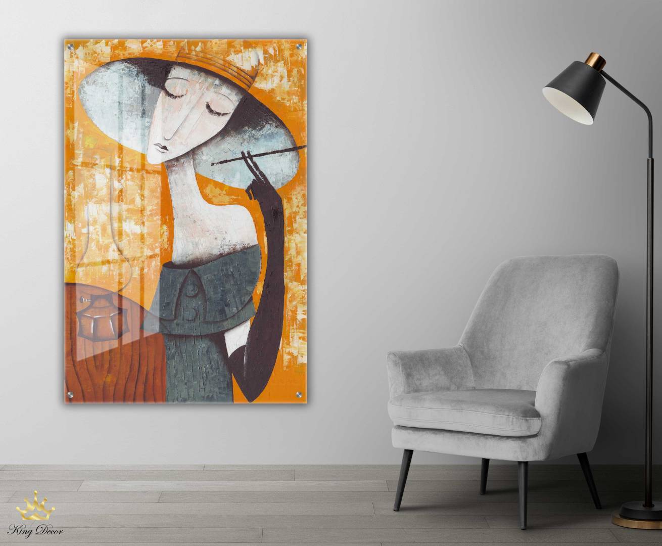 תמונת זכוכית / קנבס ציור אומנות אישה מופשט לבית למשרד ולנשים